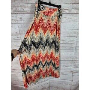 Versona Maxi Skirt Size Medium Red Yelliw Black Boho Cowgirl Prairie Zig Zag Y2K